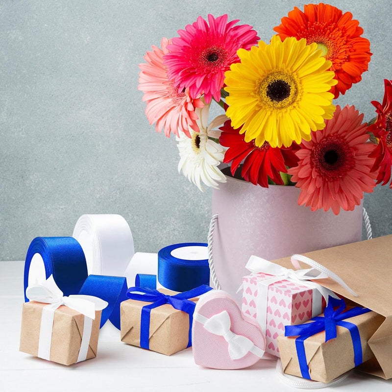 Flezoo 25 Yards Blue Satin Ribbon 1 1/2inch, Single Face Polyester Silk Fabric Hair String Ribbon for Craft, Flower Bouquets, Gift Wrapping, Wedding, Bow Making and Valentines Decoration - Image 4